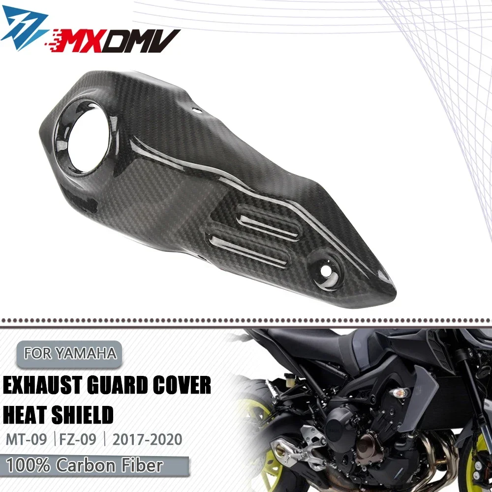 Full Carbon Fiber Motorcycle Exhaust Pipe Guard Heat r Anti-scalding Cover Shell For YAMAHA MT09 MT-09 FZ-09 FZ09 2017-2019