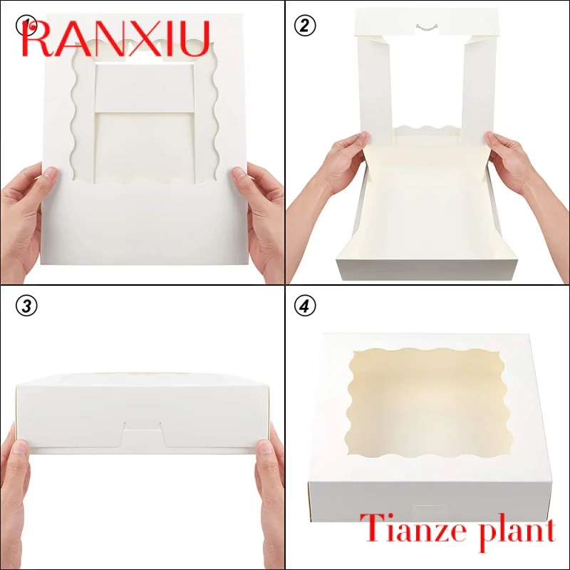 Caja de pan de papel con ventana transparente, embalaje de comida para llevar, fiesta de Picnic, venta al por mayor, tamaño personalizado, blanco