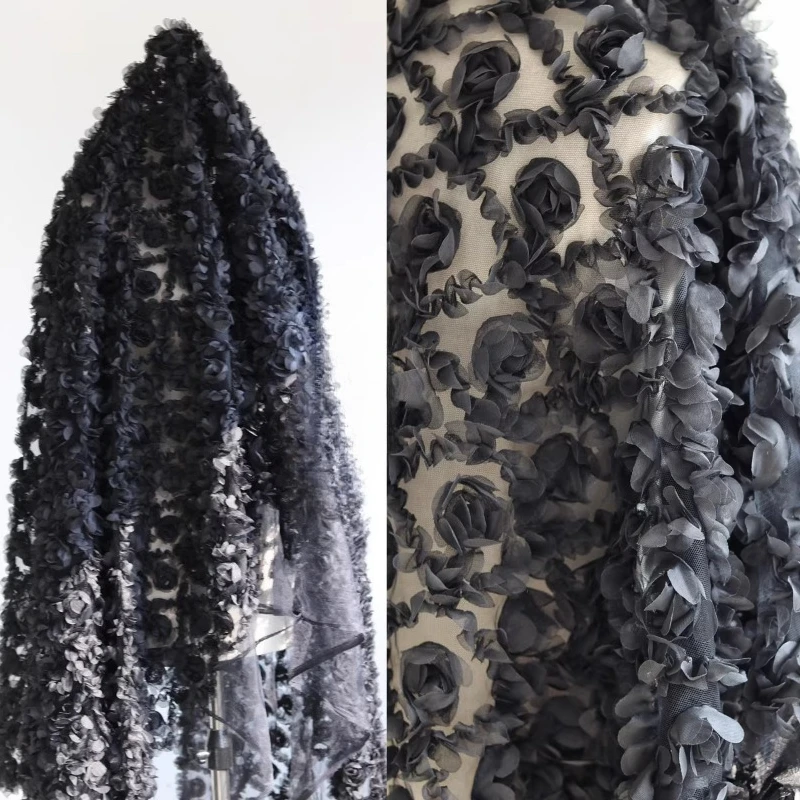 

Шифоновая цветочная плиссированная нижняя ткань, сетка для кружева, перспективный модный комплект платьев, дизайнерская ткань, материал для шитья своими руками на метр