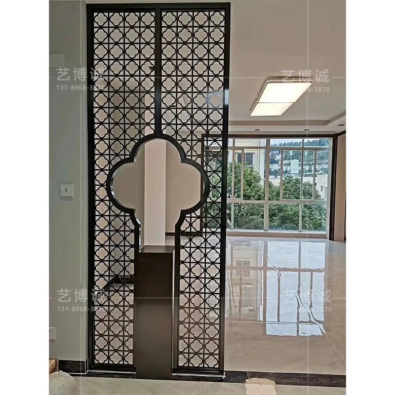 Customized Metal Screen Partition Living Room, Internet Celebrity Style Entrance, Home Decor Black Hollow S