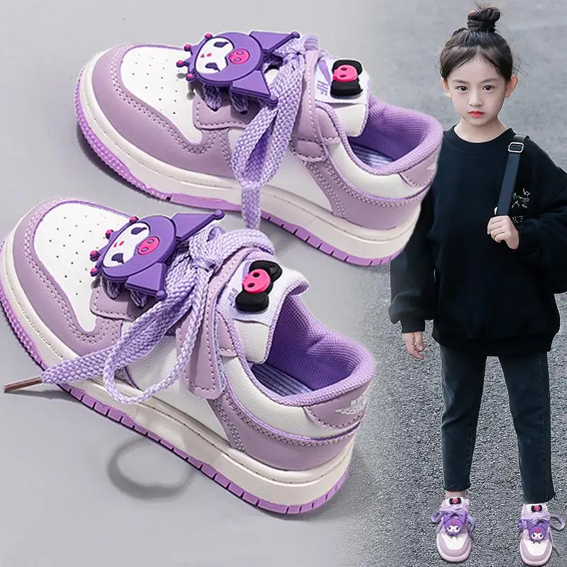 Sanrios Anime Kuromi Girl Sneaker Cartoon Child Board Shoes Breathable Run Shoes Spring Autumn Outdoors Antiskid Shoe Girl Gift