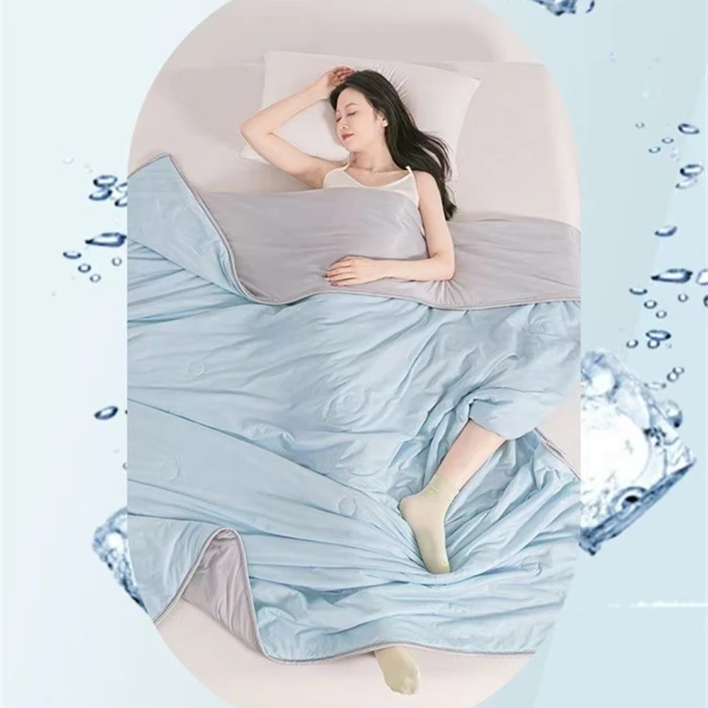 Summer Pure Color Cooling Blanket Lightweight and Smooth Twin/King Size Cold Quilt Single Double Bed Air Condition Comforter