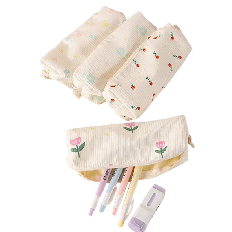 Simple Flower Pencil Case School Supplies Trousses Scolaires Pencilcase Soft Cute Stationery Estuches Escolares Pencil Pouch