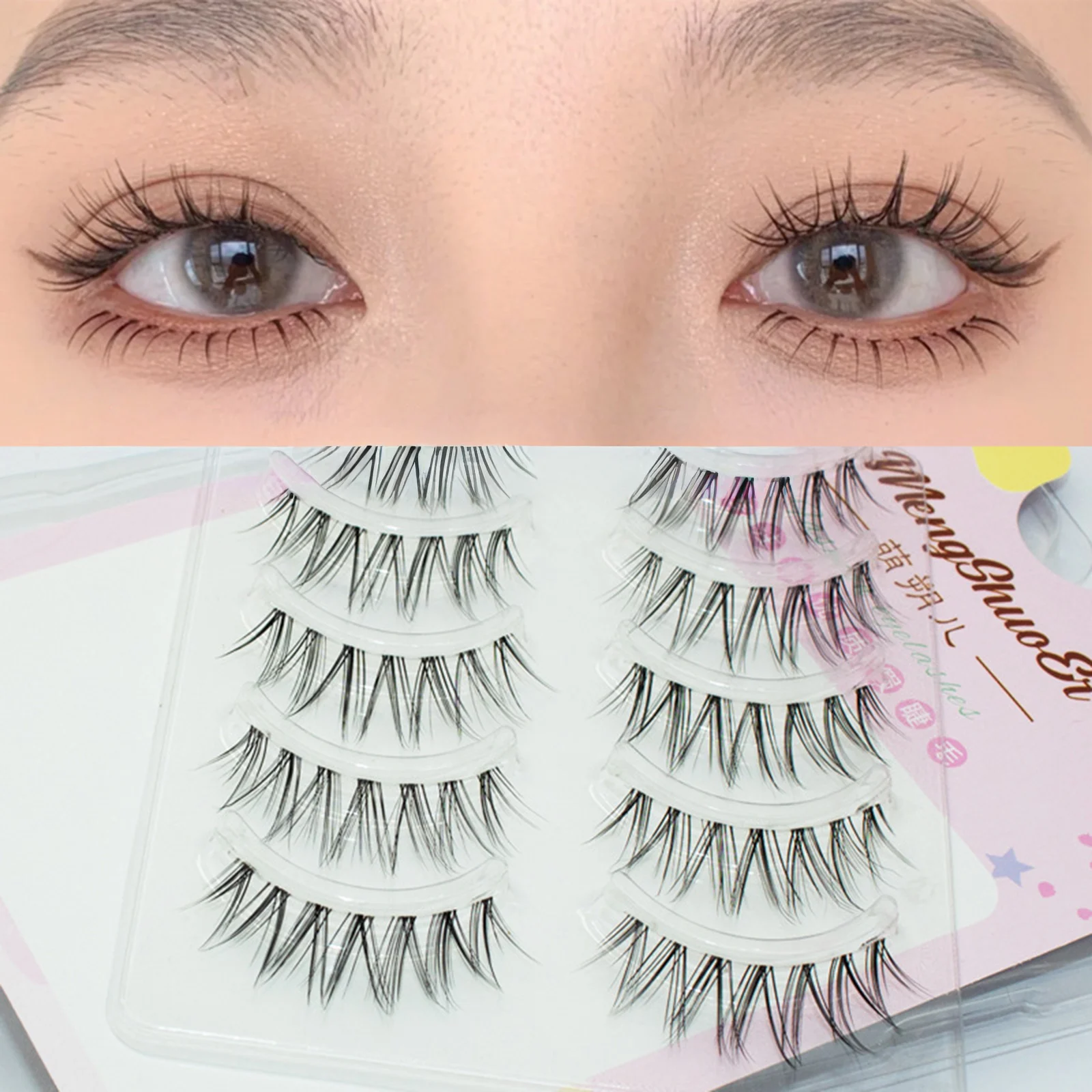 V-vorm Duivel Valse Wimpers strips Transparante Band Natuurlijke Dikke Lash manga dagelijkse wimper voor vrouwen Make-up