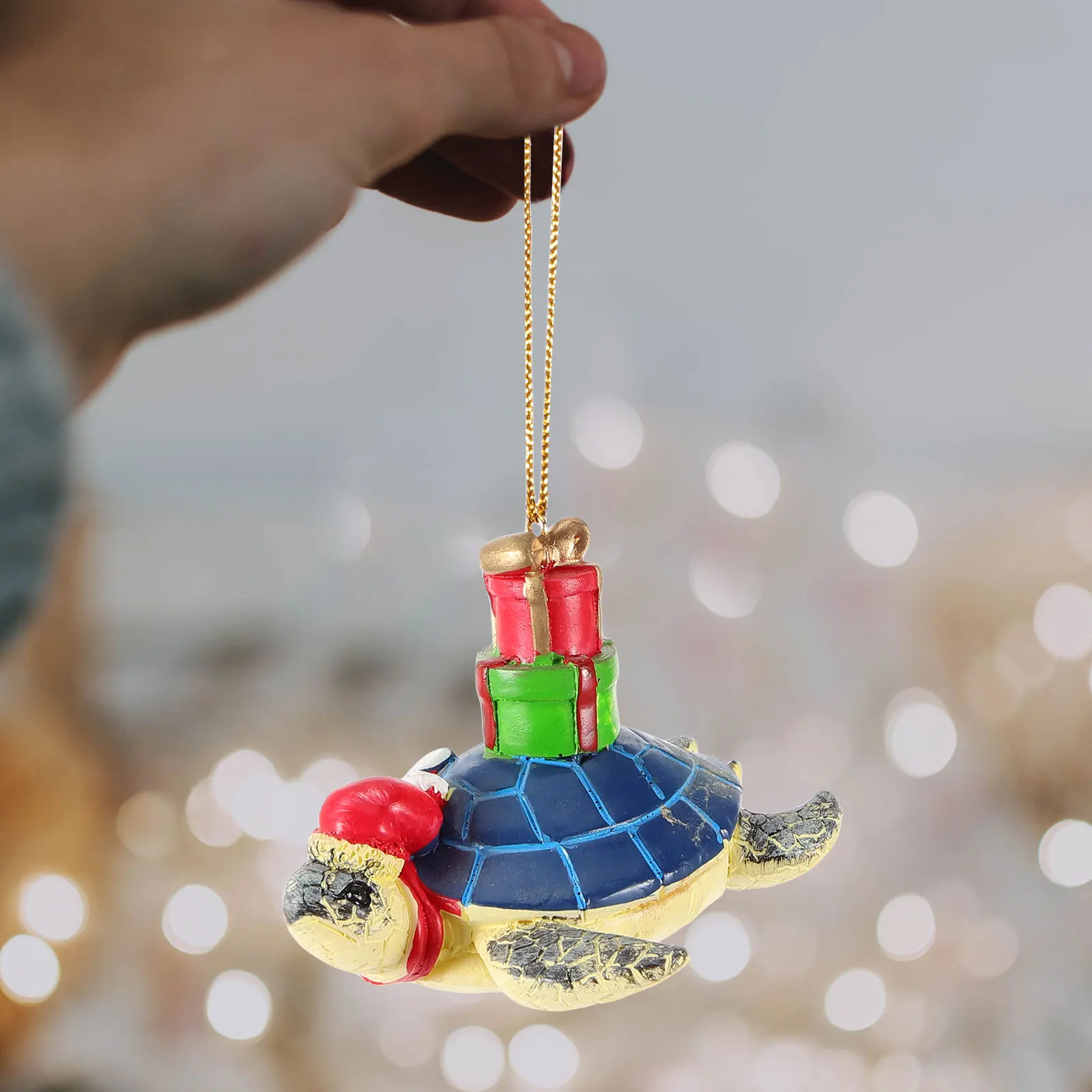 

Праздничное украшение в виде черепахи из смолы, ручной работы, для рождественского декора дома, подвесное украшение для интерьера, на дерево, на стену, на дверь, на окно