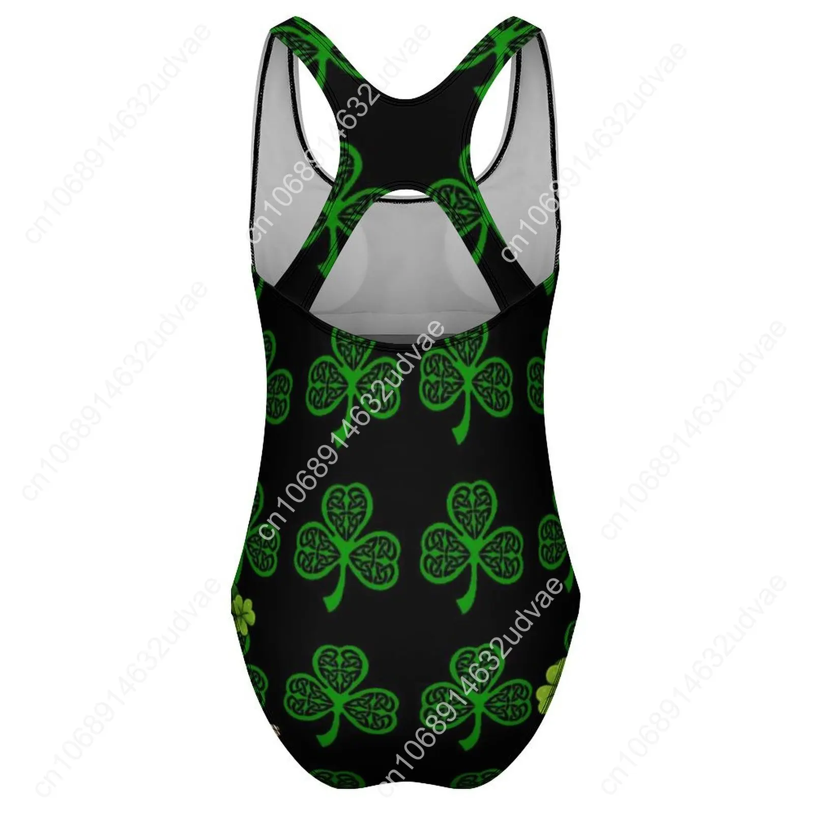 ชุดว่ายน้ําวันเซนต์แพทริค Leprechaun Lucky สีเขียว Shamrock ชุดว่ายน้ําชิ้นเดียว Push Up ชุดว่ายน้ําแฟชั่น Holiday Pool Bodysuit