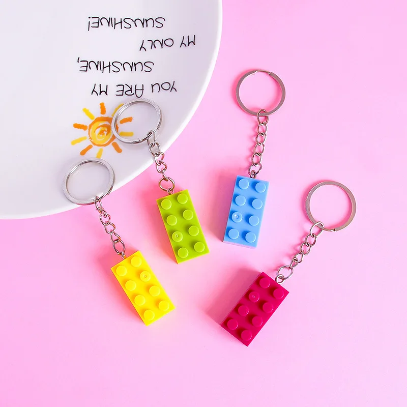 Building Blocks Keychain Hanging Ring Bricks 2x4 DIY Accessories Creative Model Kits Set Toys for Children