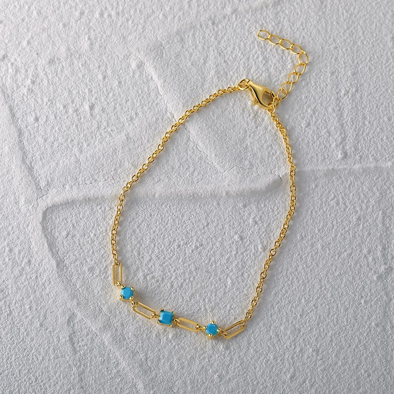 Luxury Chain Bracelets 925 Sterling Silver Gohemian Turquoise Adjustable Bracelet for Friends Birthday Gift Charm Jewerly