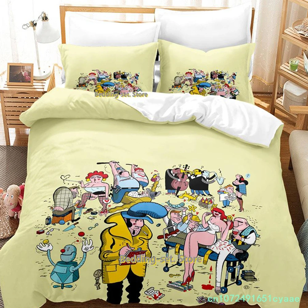 Detective Case And Clown Bot In Murder In The Hotel Lisbon Bedding Set Cartoon three-piece Set Adult Kid Bedroom Duvetcover Sets