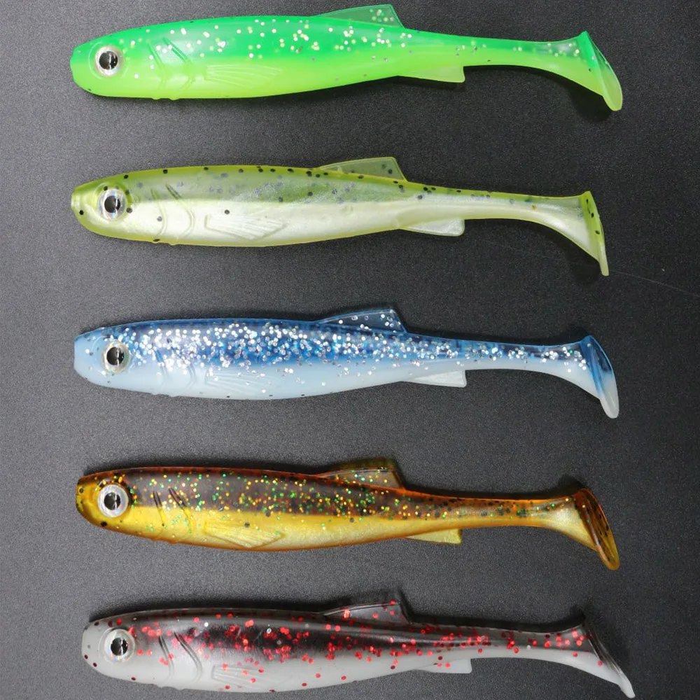 5pcs Soft Spark Shad Lures Silicone Softbait 7.5cm/10cm/12.5cm Saltwater Freshwater Fishing Worms Wobblers Artificial Bait Jigs