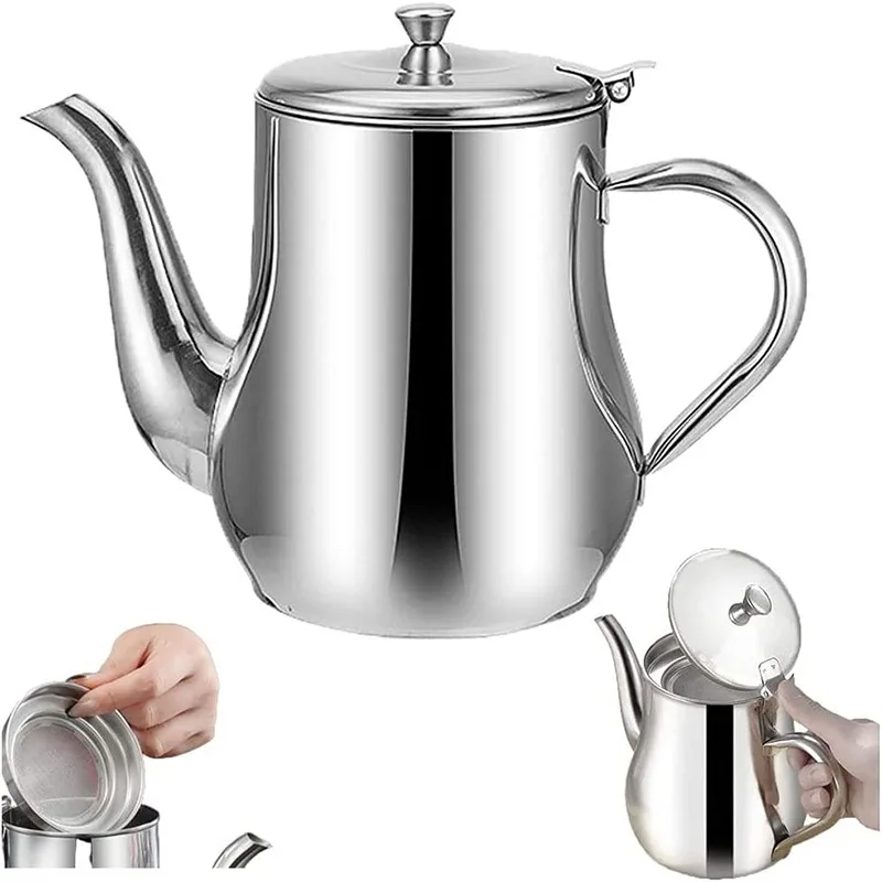 Strainer Oiler Stainless Steel Household Leak-Proof Pot Pour Oil Bottle Kitchen Supplies Practical Oil Cans Seasoning Jars New view 3