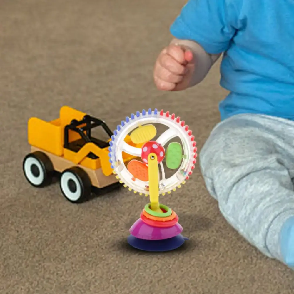 Ventosa rotativa 360, moinho de vento giratório, contas coloridas, tamanho pequeno, roda de plástico para bebês, aprendizagem precoce, sonajero montessori, mesa