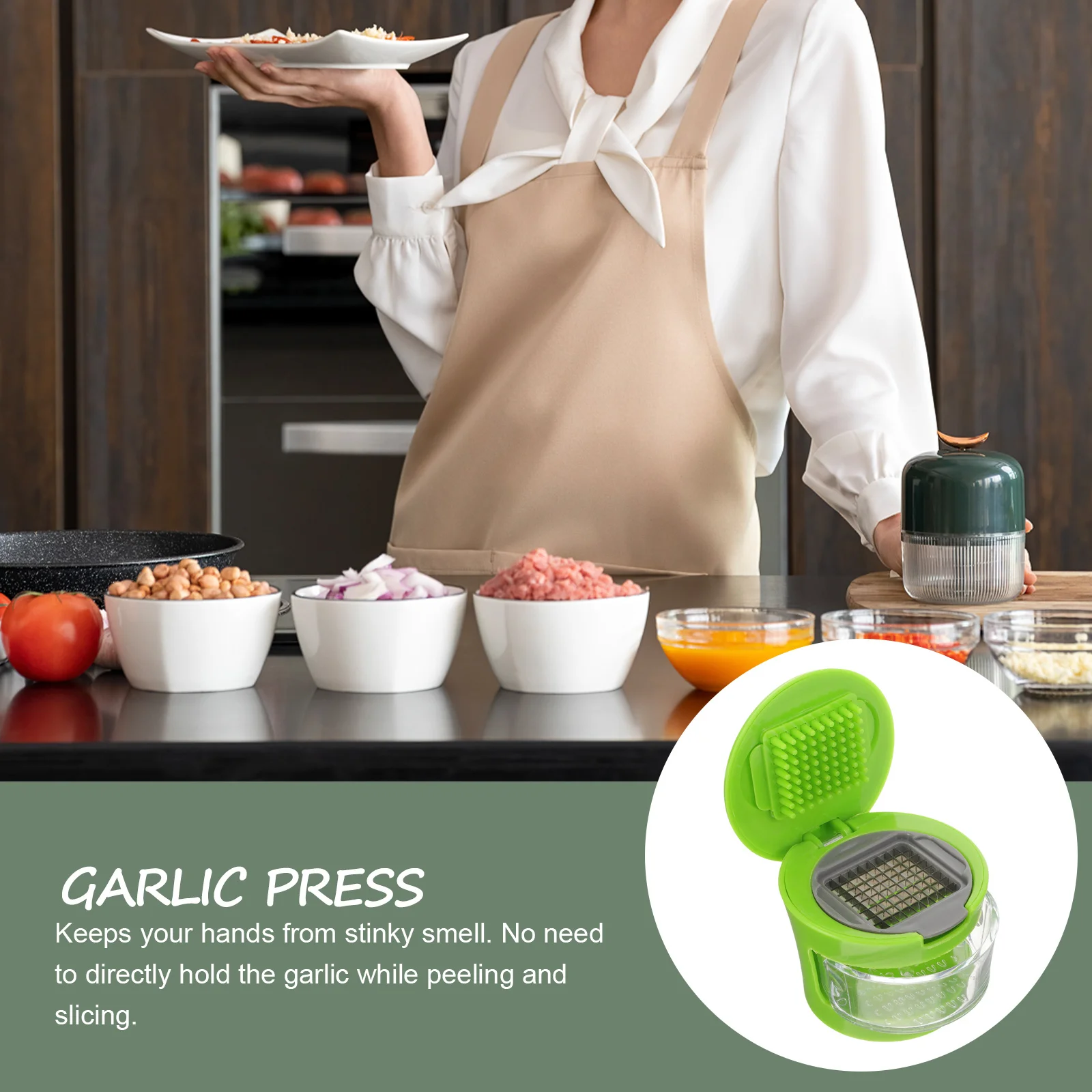 

Garlic Press Hand Tool Stainless Steel Blades Mini Portable Garlic Cutter Kitchen Crusher Peeler Slicer Kitchen Hand Tools