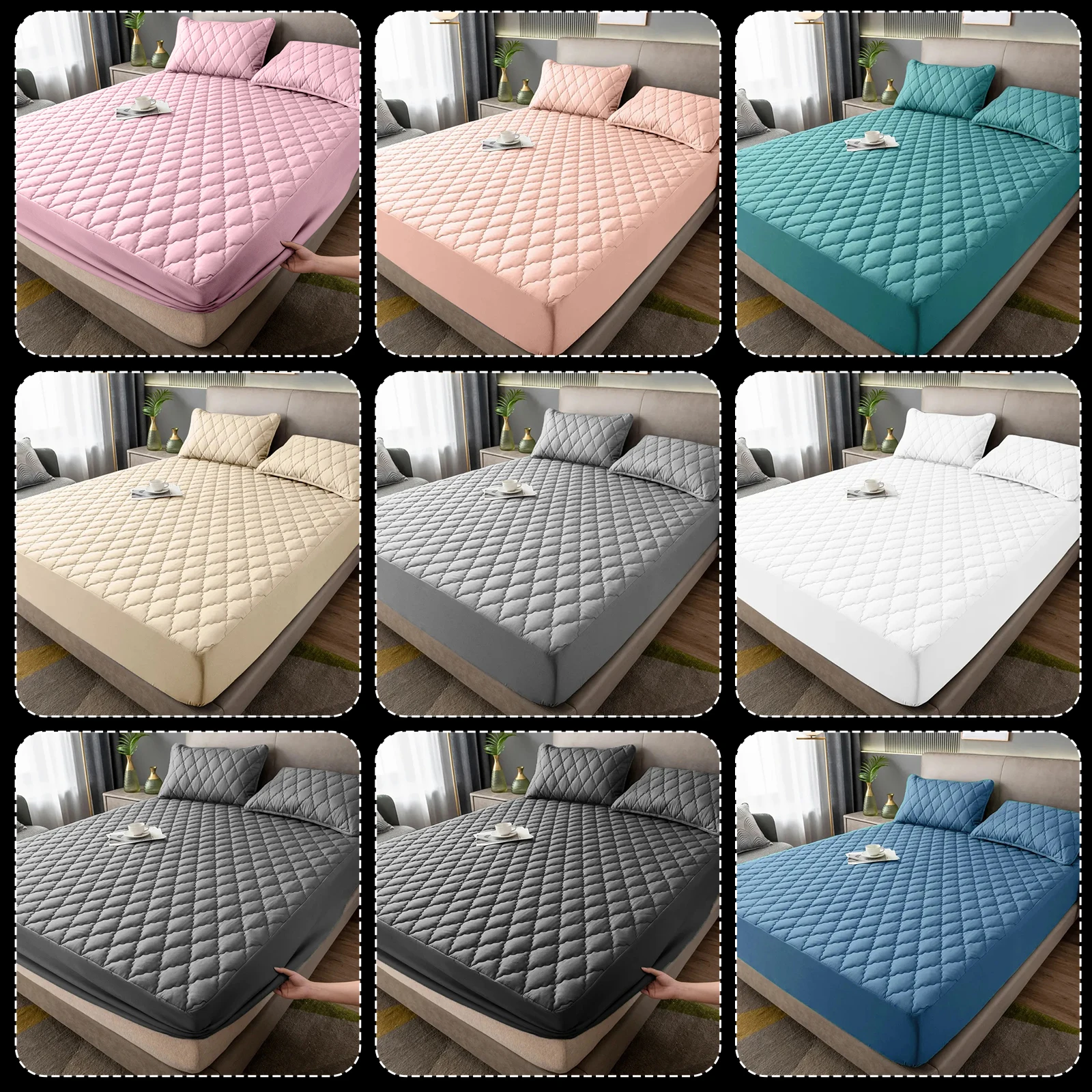 New Waterproof Bedspread On The Bed King Size Bed Cover Pattern Quilted Mattress Pad Washable Mattress Protector For Home Hotel