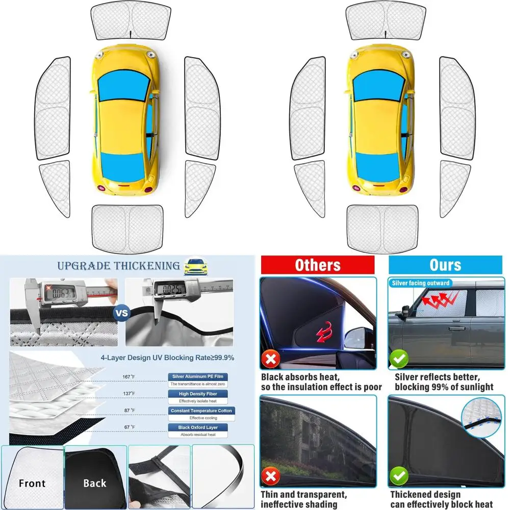 

Custom-Fit Sunshades for 2012-2019 VW Beetle, Full-Car UV Protection, Privacy Blackout for Outdoor Camping