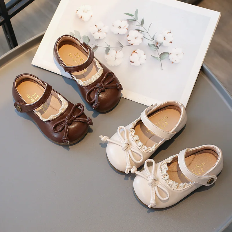 

Spring Girls Bow Princess Shoes Baby Soft-Soled Walking Shoes Children Small Leather Shoes Stage Performance Formal Shoes Kids