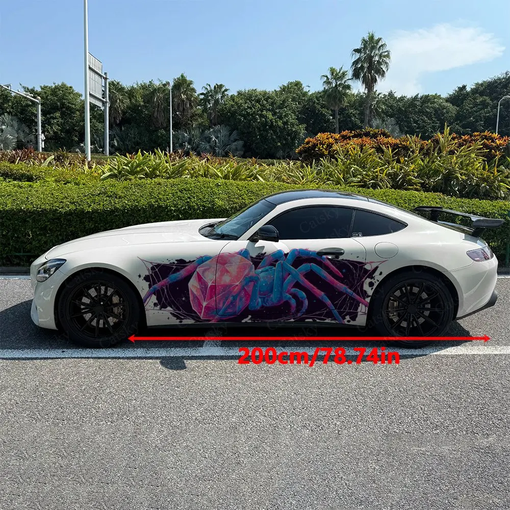 2pcs Blue Pink Spider Splash Decal, Durable, Fade-Resistant, Enhance Your Vehicles Aesthetic With Bold Art Design Car Vinyl Wrap