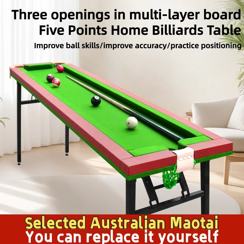 Five-point Pool Table Home Training Tape Library Edge Three-hole  Foldable Pool Table Multi-layer Solid Wood Board Customized
