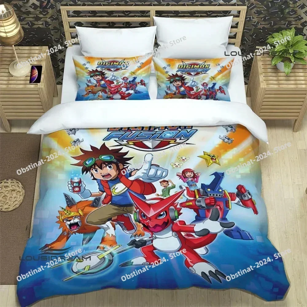 2025 Digimon cartoon 3D Print Comforter Bedding Set,Duvet Cover Bed Set Quilt Cover Pillowcase,King Queen Size Bedding Set Kid