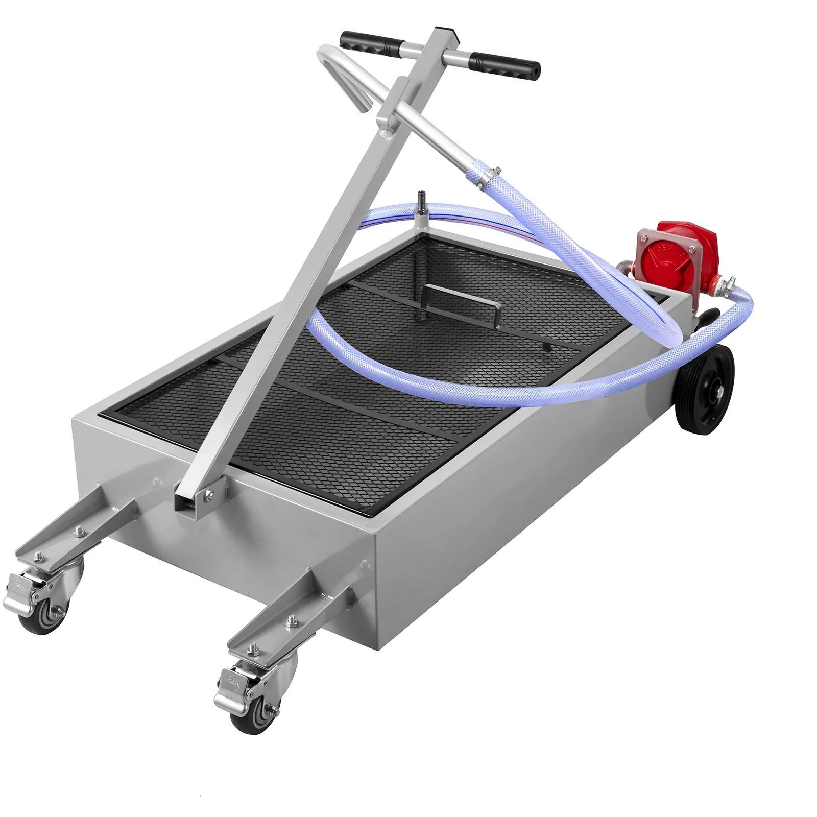 SucceBuy 15 Gal Oil Drain Pan Low Profile Oil Drain Tank Foldable Hand with Pump Swivel Casters for Car SUV Trucks Oil Draining