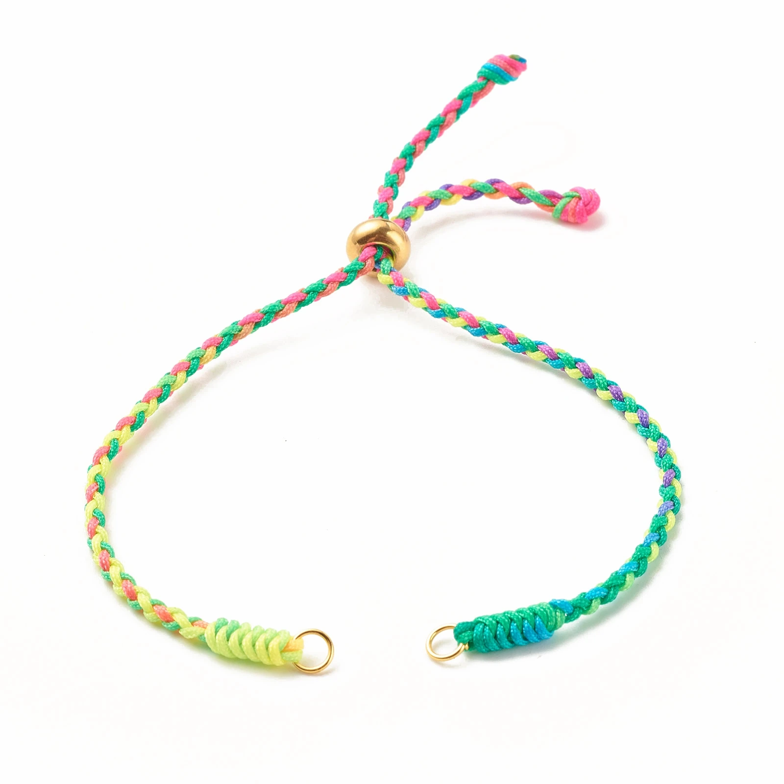 20Pcs Colorful Dyed Adjustable Twisted Cord Bracelet Making with Stainless Steel Slider For DIY Bracelets Jewelry Making