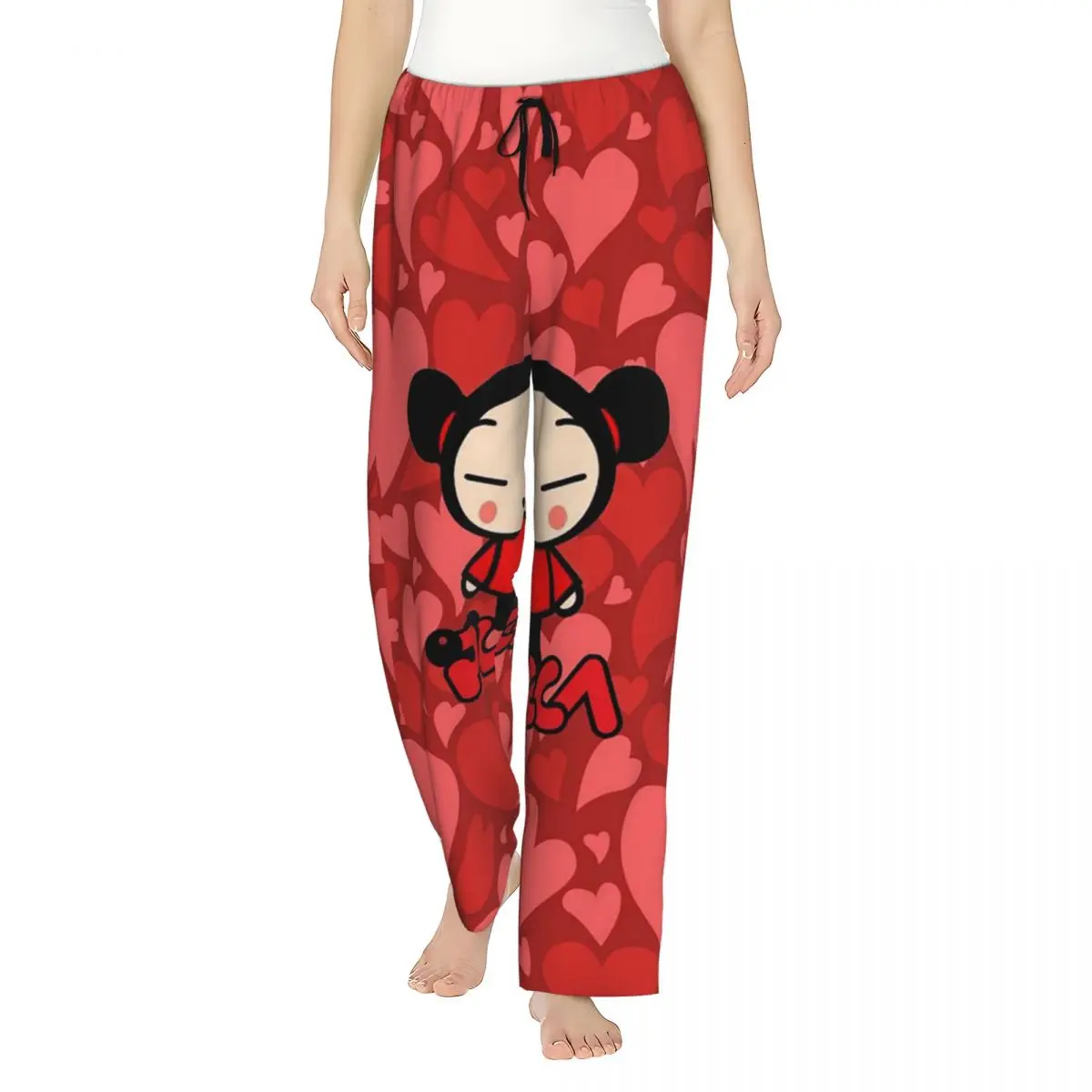 

Custom Cartoon Pucca And Garu Animated Tv Movies Women Pajama Pants Lounge Sleep Sleepwear Bottoms with Pockets
