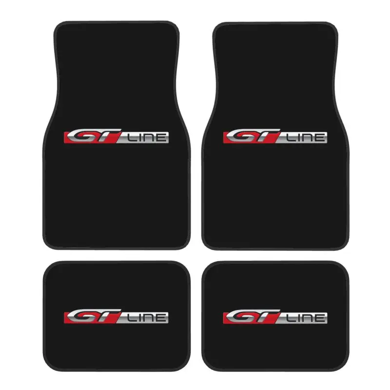 GT Line Car Floor Mats 4 Pcs Universal Front and Rear Foot Mats with Non-Slip Rubber Backing Auto Accessories Decor All Weather