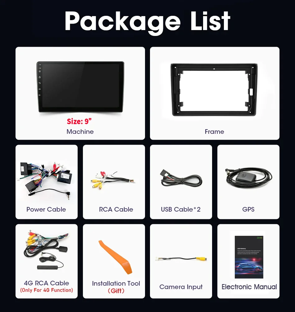

For Audi A4 2000- 2009 Wireless BT CarPlay Android 14 Radio Car Multimedia Player 7862 8+256 Touch 2K QLED Screen