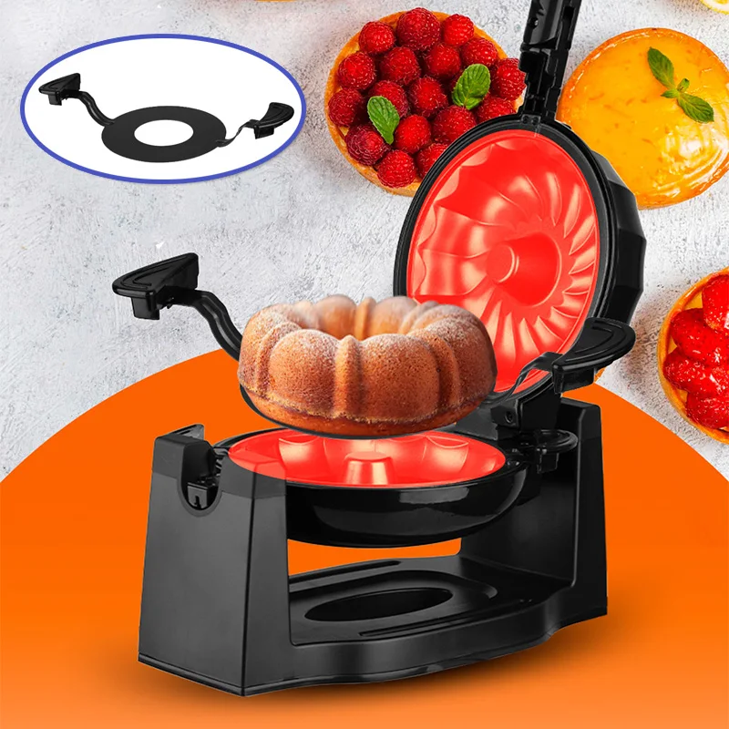 1800W Electric Flip Cake Maker Rapid Non-Stick Rapid Uniform Heat Pan Breakfast Dessert Cooking Machine Bread Toaster