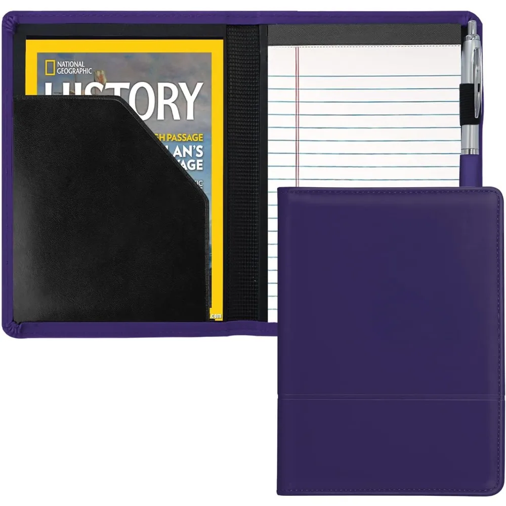Carpeta Padfolio/Carpeta de cartera, Mini carpeta de cartera Padfolio 5 x 8 Bloc de escritura legal, Carpeta organizadora de documentos A5 para hombres y mujeres, D