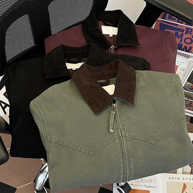 

American Cargo Baseball Jacket for Women Y2K Vintage Streetwear Loose Lapel Coats Bf Autumn Splicing All Match Zipper Outwear