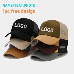 Dostosowane logo Diy Czapki z daszkiem dla zespołu Trucker Czapki Kobiety Mężczyźni Letnia siatka Prosta czapka Snapback Outdoor Pusta czapka przeciwsłoneczna Daszek