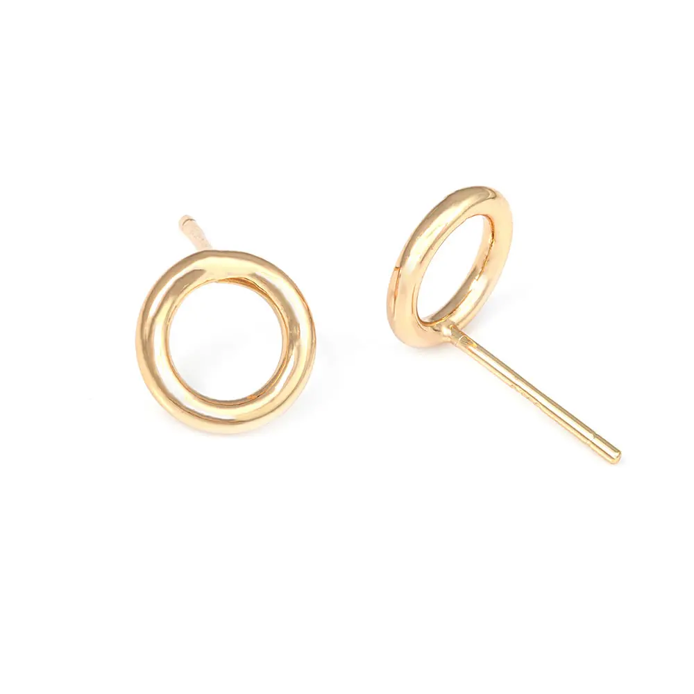 18K Gold Color Brass Round Circle Irregular Oval Rectangle Stud Earrings High Quality Diy Jewelry Earrings Accessories for Women