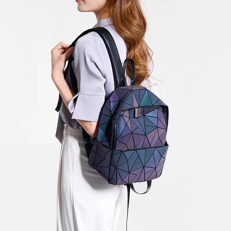 

‌2025 Unisex Geometric Backpack - Laser Reflective & Glow-in-the-Dark Chameleon Design, Large Capacity Laptop Travel Bag