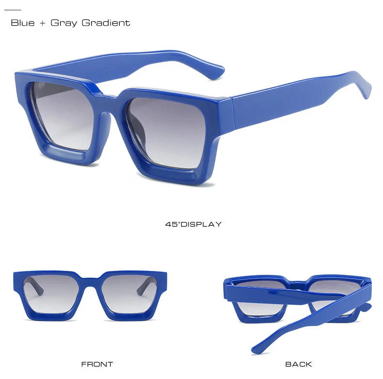 SO&EI Fashion Square Frauen Luxus Sonnenbrille Retro Marke Designer Männer Trend Leopard Blau Grün Sonnenbrille Shades UV400 – Detail 11