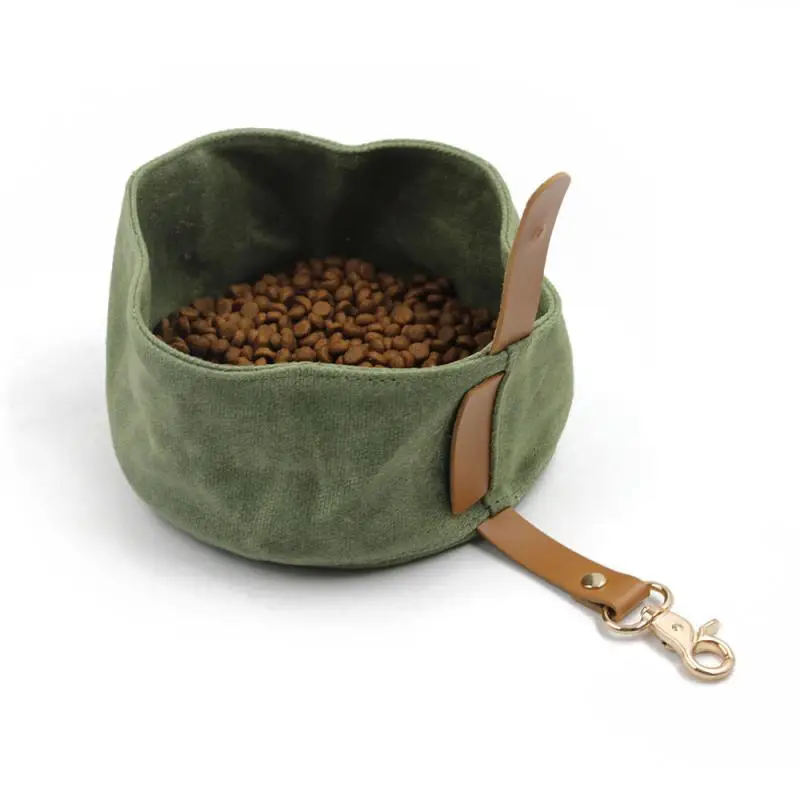 New Dog Bowl Cat Food Bowl Pets Bag Portable Food Folding Waterproof Travel Bowl Dog Drinking Water Bottle Dog Canvas Lunch Box