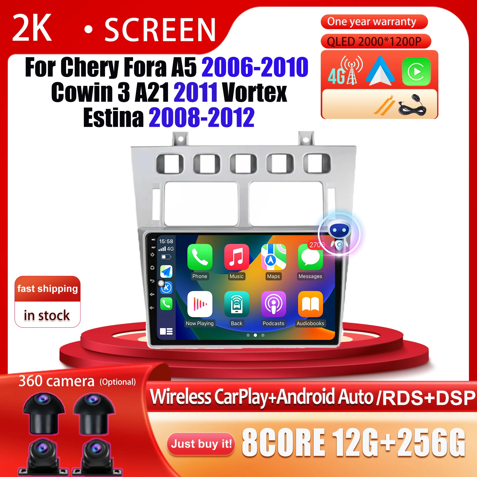 

Android 14 Carplay Car Radio For Chery Fora A5 2006-2010 Cowin 3 A21 2011 Vortex Estina 2008-2012 Multimedia Player GPS Navi