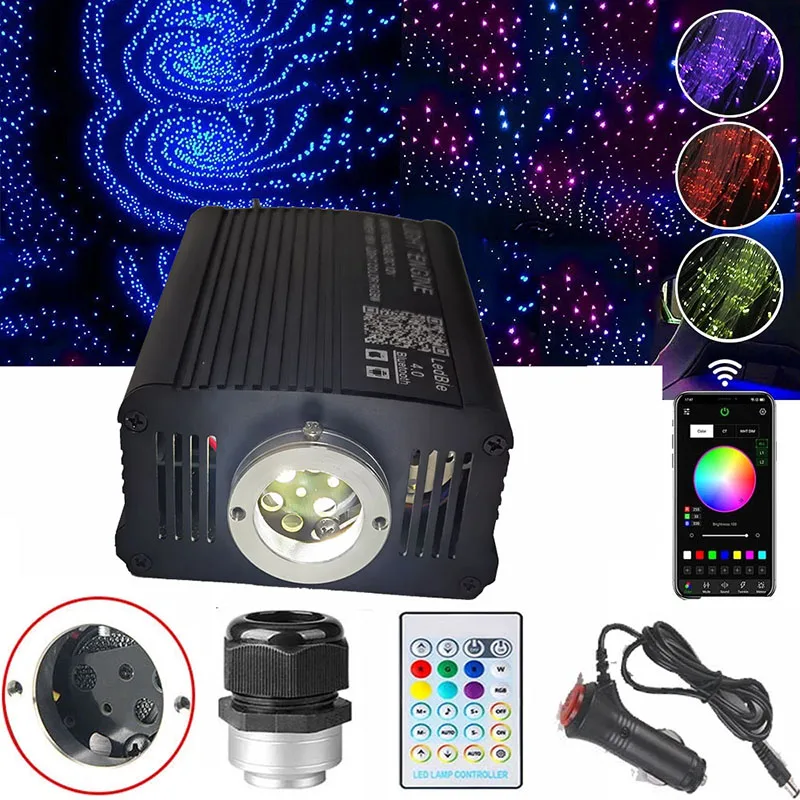 16W RGBW Flashing Light Emitting Diode Fiber Optic Starlight Canopy Kit 3m 0.75mm Roof Light Application Control