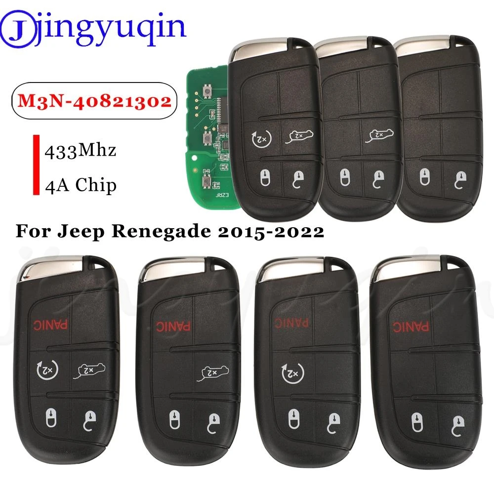 

jingyuqin M3N-40821302 2/3/4/5Buttons Smart Remote Key Fob 433MHZ 4A Chip For Jeep Renegade 2015-2022 With SIP22 Blade