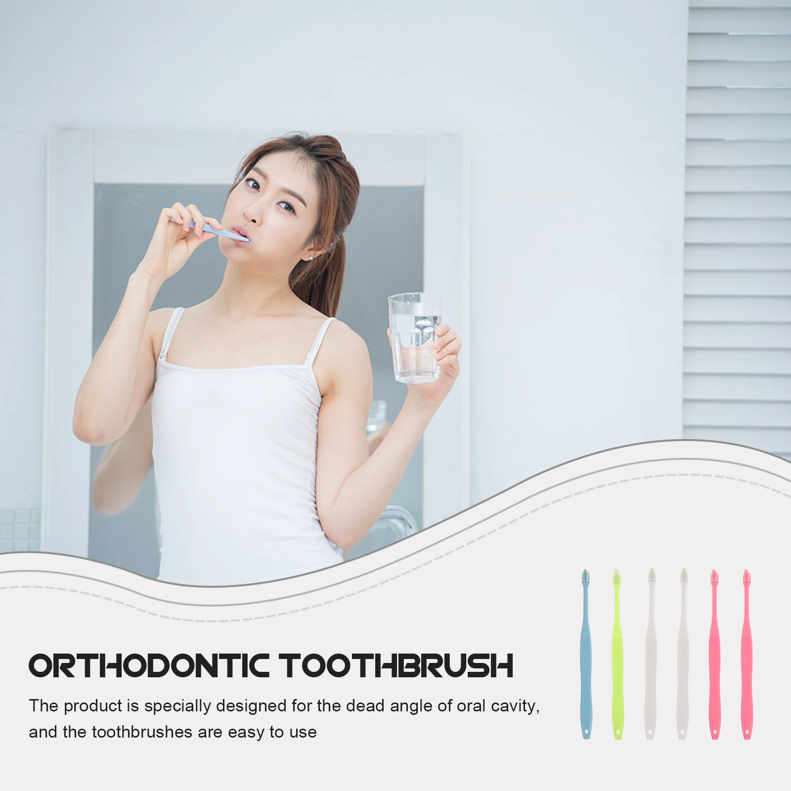 

6pcs Interdental Toothbrush Oral Cleaning Tapered Brush Head Orthodontic Braces Teeth Cleaner Interspace Dental Tool Plastic