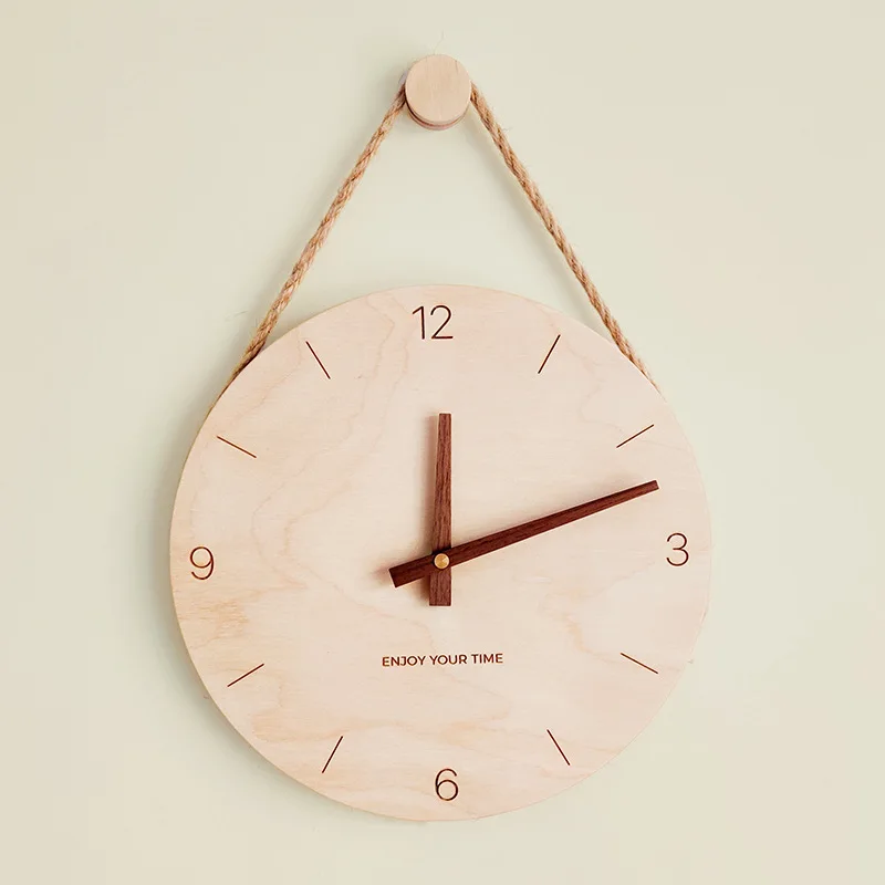 Wooden sling creative wall clock Nordic Japanese hot-selling clock, home living room clock decoration Wall Clock