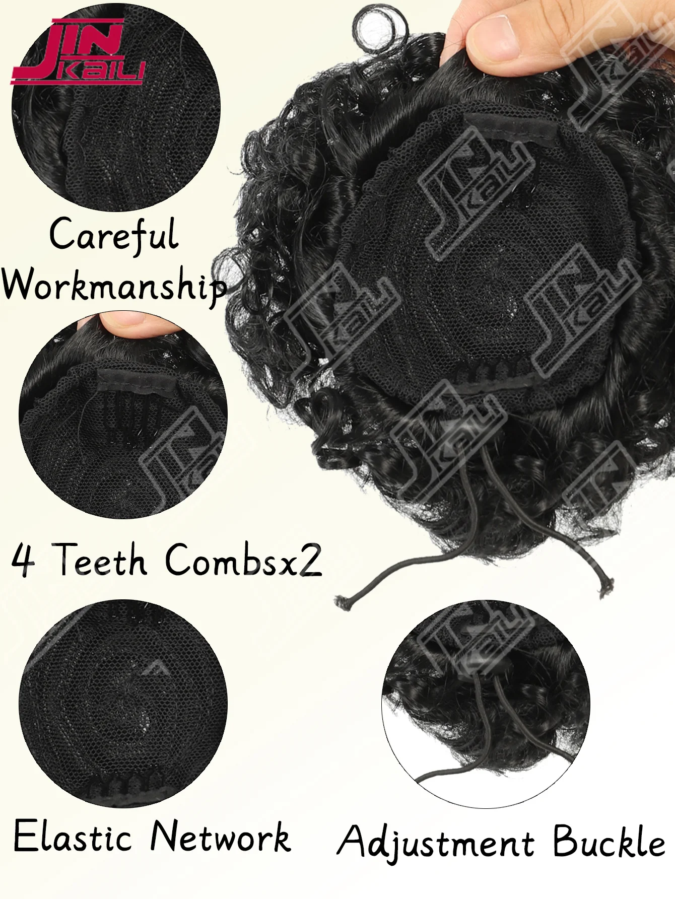 وصلة ذيل حصان أفرو منتفخة من JKL للنساء ذوات البشرة السمراء، ذيل حصان أفرو منتفخ صناعي قصير أسود للشعر الطبيعي #5