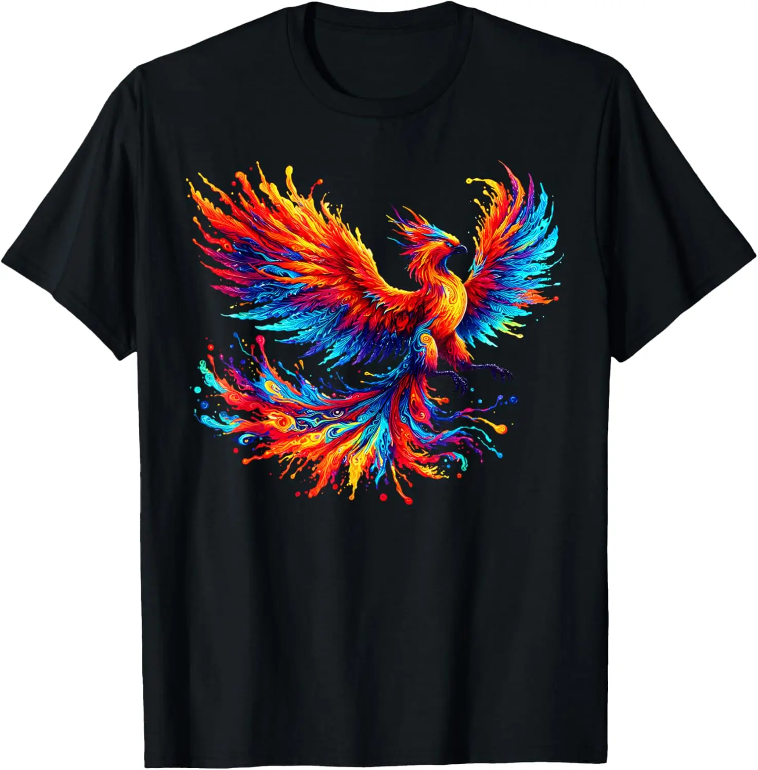 

Cool Phoenix Graphic Spirit Animal Illustration Tie Dye Art T-Shirt