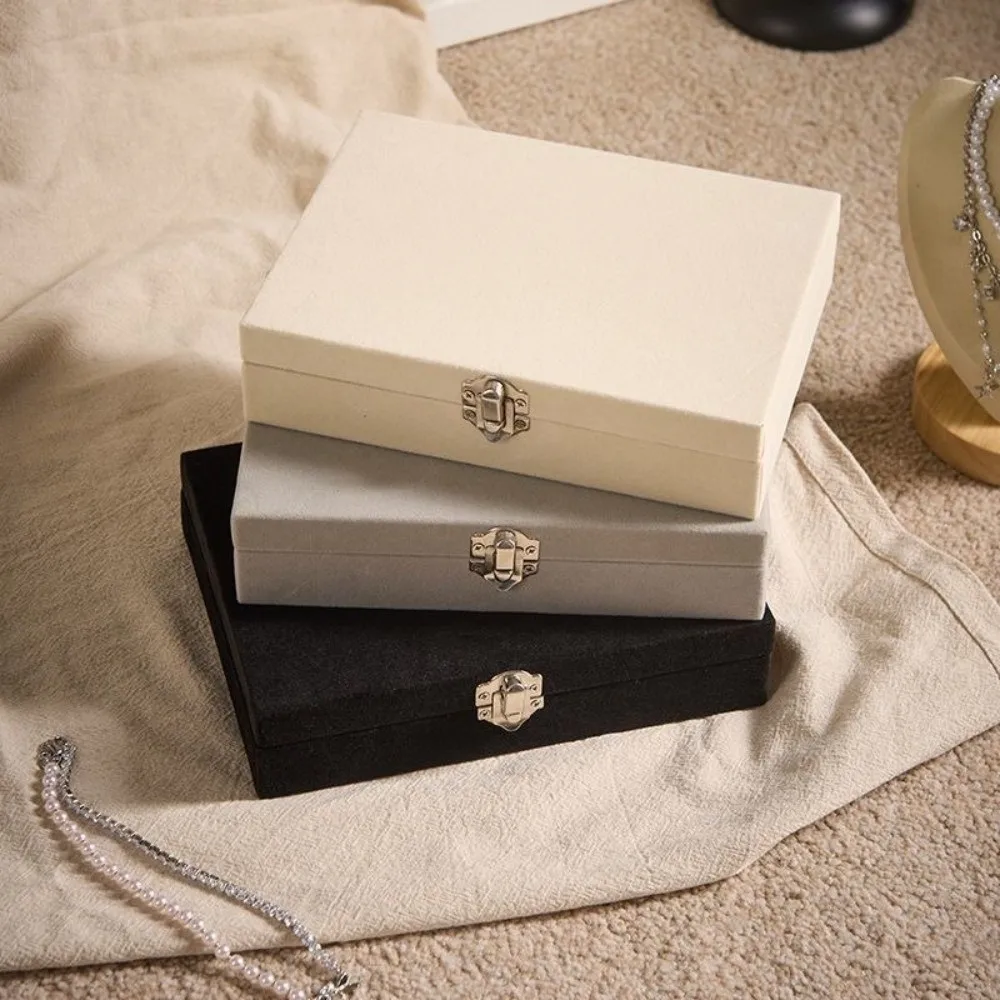 Small Size Velvet Jewelry Box Portable with Lock Jewelry Organizer Case Multiple Compartments Jewelry Storage Case for Home Use