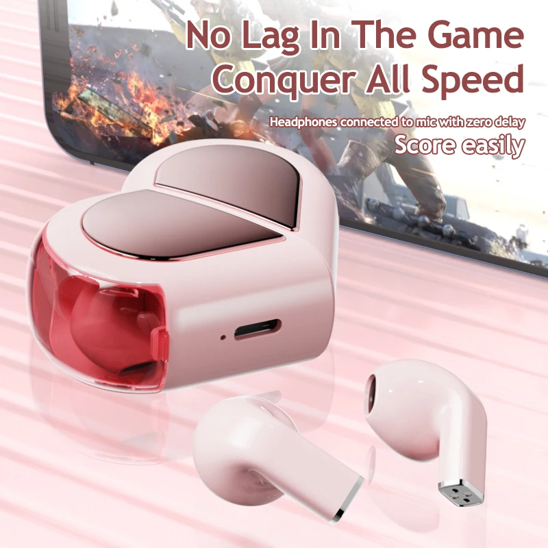 جديد عصري بلوتوث سماعة رأس لاسلكية على شكل قلب TWS سماعة المرأة على شكل قلب داخل الأذن سماعات الأذن زوجين سماعة Presen #3