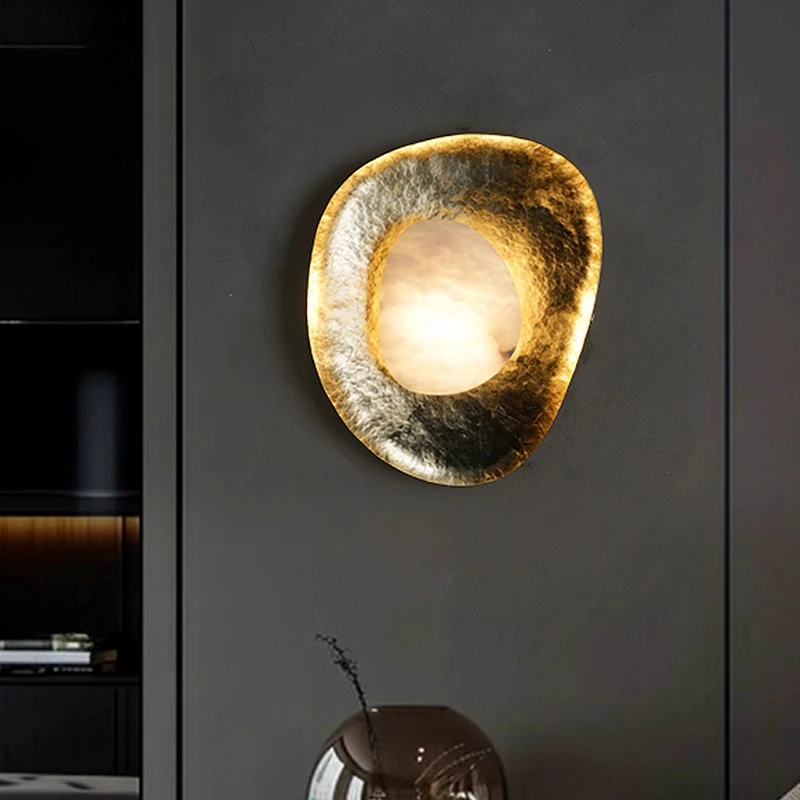 Light luxury copper cloud stone wall lamp villa hotel makeup mirror front light living room background wall corridor wall lamp