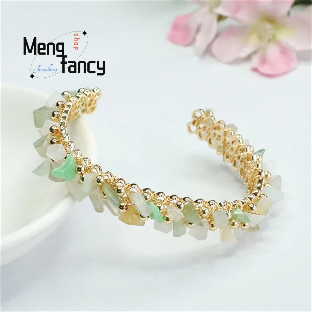 Natural Burmese Jadeite Colourful With Shape Jade Bracelet Exquisite Elegant Simple High-grade Fashion Luxury Quality Jewelry