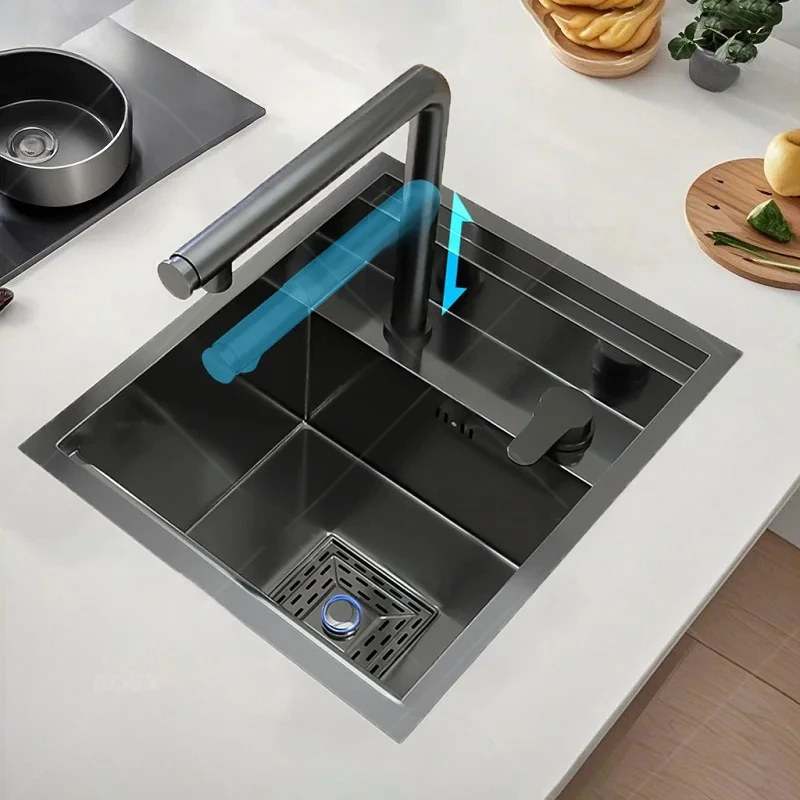 Stainless Steel Kitchen Sink Multi-functional Hidden Mini Slot Hot and Cold Water Adjustable Bar Apartment Hand Wash Basin