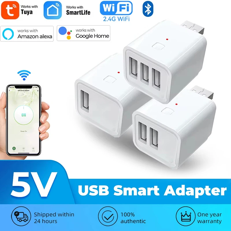 Tuya Smart WiFi Zigbee 1-3 Gang USB Adaptor Switch 5V Mini USB Power Adaptor Smart Life Control Works with Via Alexa Google Home