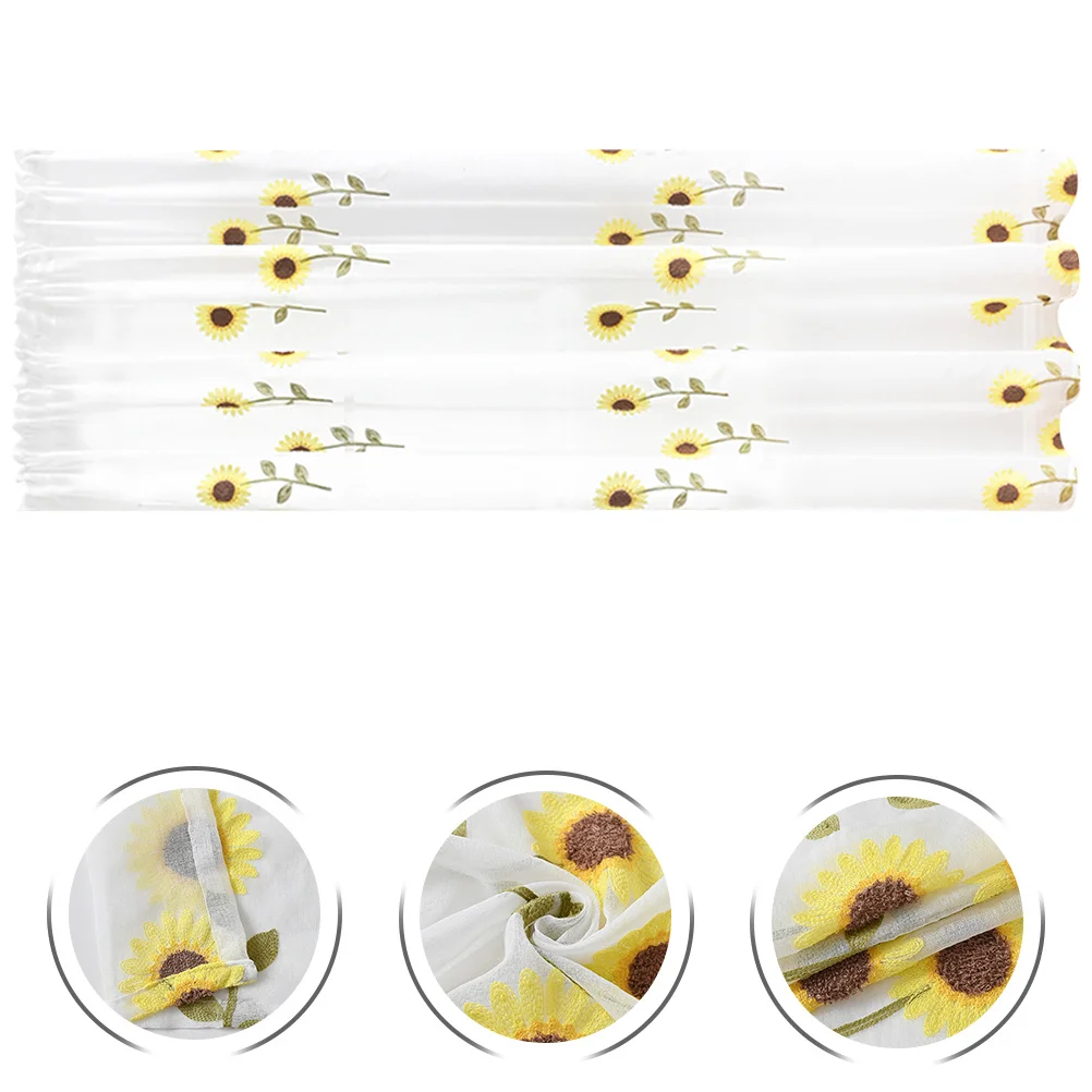 

Alipis Sheer Curtains with Sunflower Embroidery Rod Pocket Light Filtering for Bedroom Living Room Privacy Decor